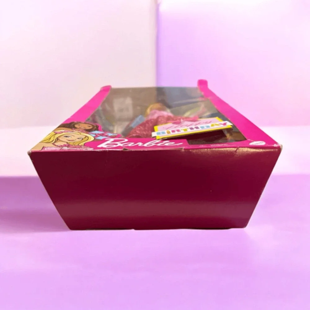 NEW Barbie Happy Birthday Doll with Birthday Present, Pink NEW Some Box Damage